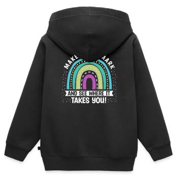 Machen Sie Sich Einen Zeichen Und Sehen Sie - Kinder Premium Organic Zip Hoodie - Schwarz - Hinten - AI Model Kid Male (0cm)