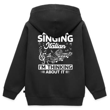 Chanteur d’opéra, voix, opéra - Sweat Premium à capuche zippé enfant bio - noir - Dos - AI Model Kid Male (0cm)