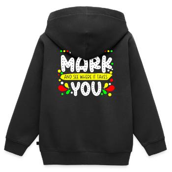 Machen Sie Sich Einen Zeichen Und Sehen Sie - Kinder Premium Organic Zip Hoodie - Schwarz - Hinten - AI Model Kid Male (0cm)