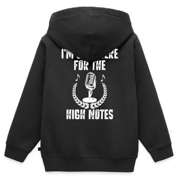 Chanteur d’opéra, voix, opéra - Sweat Premium à capuche zippé enfant bio - noir - Dos - AI Model Kid Male (0cm)