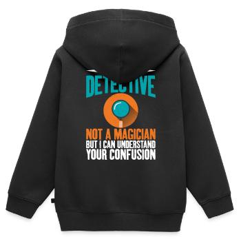 Ich Bin Ein Detektiv, Keine - Kinder Premium Organic Zip Hoodie - Schwarz - Hinten - AI Model Kid Male (0cm)
