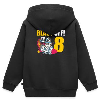 Je suis 8 Astronaut Lover Spaceship Joyeux anniversaire - Sweat Premium à capuche zippé enfant bio - noir - Dos - AI Model Kid Male (0cm)