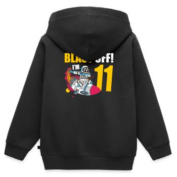 Je suis 11 Astronaut Lover Spaceship Happy - Sweat Premium à capuche zippé enfant bio - noir - Dos - AI Model Kid Male (0cm)