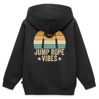 Drôle de corde à sauter corde à sauter corde à sauter sprin - Sweat Premium à capuche zippé enfant bio - noir - Dos - AI Model Kid Male (0cm)