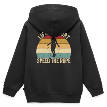 Lustiges Springseil Springseil Springseil Das Lebe - Kinder Premium Organic Zip Hoodie - Schwarz - Hinten - AI Model Kid Male (0cm)