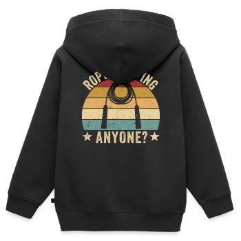 Drôle de corde à sauter corde à sauter corde à sauter pour - Sweat Premium à capuche zippé enfant bio - noir - Dos - AI Model Kid Male (0cm)