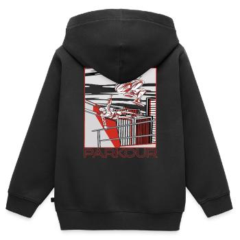 Parkour Warnung Über alles springen Laufen Springe - Kinder Premium Organic Zip Hoodie - Schwarz - Hinten - AI Model Kid Male (0cm)
