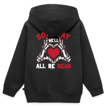 Ich Warte Einfach, Bis Es Ruhig Ist Halloween - Kinder Premium Organic Zip Hoodie - Schwarz - Hinten - AI Model Kid Male (0cm)