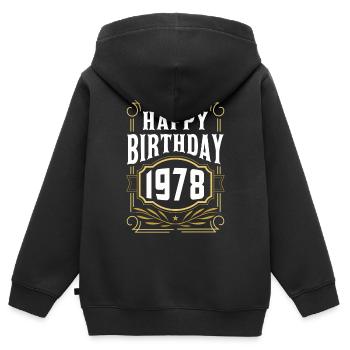 1978 Cadeau d’anniversaire Bursdag vintage - Sweat Premium à capuche zippé enfant bio - noir - Dos - AI Model Kid Male (0cm)