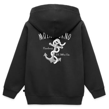 Moingiorno Hamburg Anker Andenken - Kinder Premium Organic Zip Hoodie - Schwarz - Hinten - AI Model Kid Male (0cm)