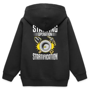 Drôle d’orpaillage Opération de prospecteur d’or Startifi - Sweat Premium à capuche zippé enfant bio - noir - Dos - AI Model Kid Male (0cm)