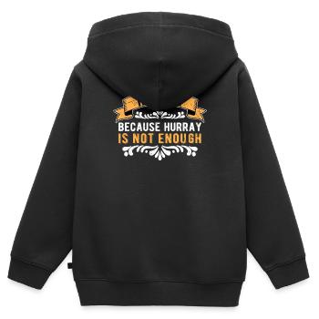 Festival médiéval Huzzah Marché médiéval - Sweat Premium à capuche zippé enfant bio - noir - Dos - AI Model Kid Male (0cm)