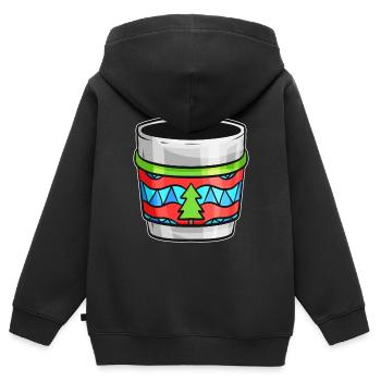 Bécher d’automne avec pull moche pour Noël - Sweat Premium à capuche zippé enfant bio - noir - Dos - AI Model Kid Male (0cm)
