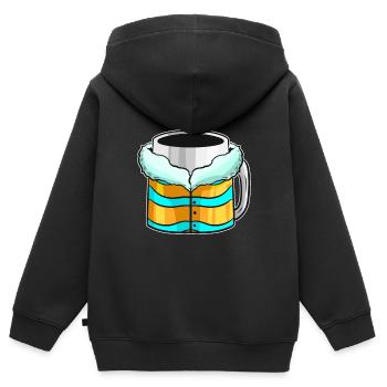 Bécher d’automne avec veste d’hiver pour Noël - Sweat Premium à capuche zippé enfant bio - noir - Dos - AI Model Kid Male (0cm)