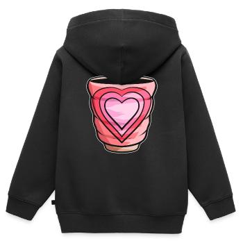 Gobelet d'automne avec des coeurs pour Noël - Sweat Premium à capuche zippé enfant bio - noir - Dos - AI Model Kid Male (0cm)