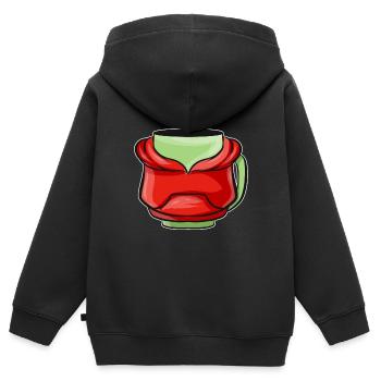 Bécher d’automne avec sweat à capuche rouge pour Noël - Sweat Premium à capuche zippé enfant bio - noir - Dos - AI Model Kid Male (0cm)