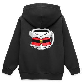 Gobelet d'automne avec la robe du père Noël pour Noël - Sweat Premium à capuche zippé enfant bio - noir - Dos - AI Model Kid Male (0cm)