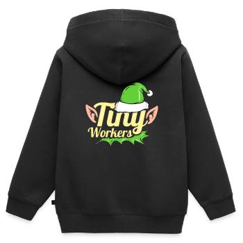 Les petits elfes sont de minuscules travailleurs pour Noël - Sweat Premium à capuche zippé enfant bio - noir - Dos - AI Model Kid Male (0cm)