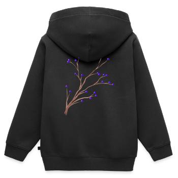 Branche de brumes aux baies violettes pour Noël - Sweat Premium à capuche zippé enfant bio - noir - Dos - AI Model Kid Male (0cm)