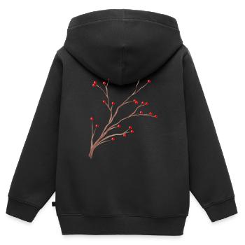 Branche de brumes aux fruits rouges pour Noël - Sweat Premium à capuche zippé enfant bio - noir - Dos - AI Model Kid Male (0cm)
