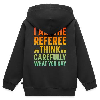 I Am The Referee Soccer Funny Soccer Referee - Kinder Premium Organic Zip Hoodie - Schwarz - Hinten - AI Model Kid Male (0cm)