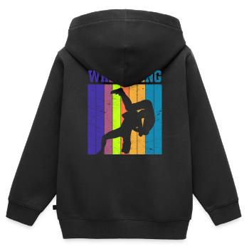 Wrestling - Kinder Premium Organic Zip Hoodie - Schwarz - Hinten - AI Model Kid Male (0cm)