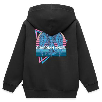 Ange Gardien Judaïsme Ancien Rétro - Sweat Premium à capuche zippé enfant bio - noir - Dos - AI Model Kid Male (0cm)