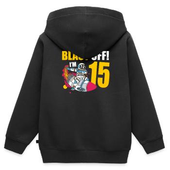Ich Bin 15 Astronaut Lover Spaceship Happy - Kinder Premium Organic Zip Hoodie - Schwarz - Hinten - AI Model Kid Male (0cm)