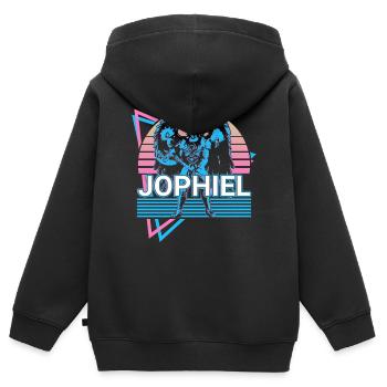 Jophiel Heiliger Jophiel Erzengel Retro - Kinder Premium Organic Zip Hoodie - Schwarz - Hinten - AI Model Kid Male (0cm)