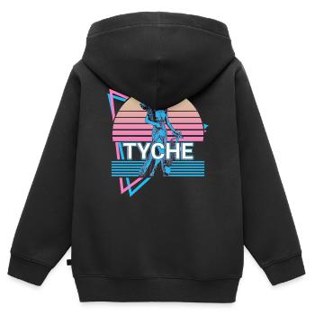 Tyche Göttin des Glücks und der Fortuna Retro - Kinder Premium Organic Zip Hoodie - Schwarz - Hinten - AI Model Kid Male (0cm)