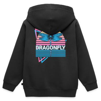 Libelle Libellen Retro - Kinder Premium Organic Zip Hoodie - Schwarz - Hinten - AI Model Kid Male (0cm)