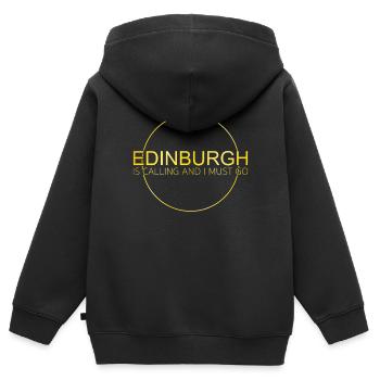 Citation d’Édimbourg - Sweat Premium à capuche zippé enfant bio - noir - Dos - AI Model Kid Male (0cm)