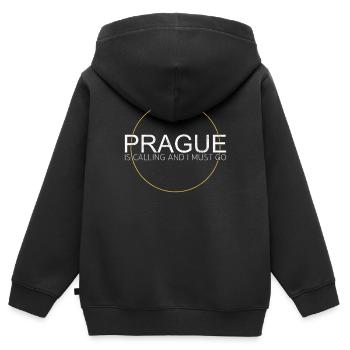 Prag - Kinder Premium Organic Zip Hoodie - Schwarz - Hinten - AI Model Kid Male (0cm)