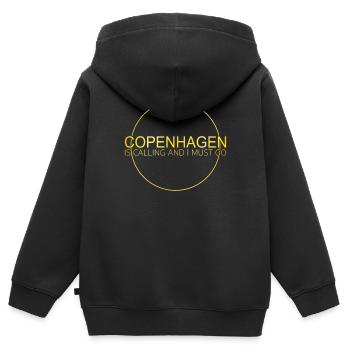 Kopenhagen Spruch - Kinder Premium Organic Zip Hoodie - Schwarz - Hinten - AI Model Kid Male (0cm)