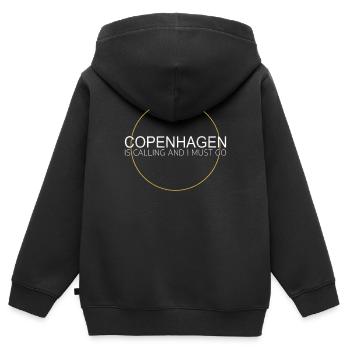Dicton de Copenhague - Sweat Premium à capuche zippé enfant bio - noir - Dos - AI Model Kid Male (0cm)