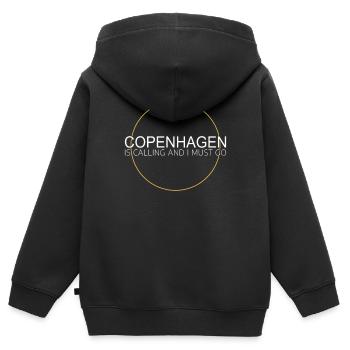 Dicton de Copenhague - Sweat Premium à capuche zippé enfant bio - noir - Dos - AI Model Kid Male (0cm)
