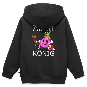 Zwiebel König - Kinder Premium Organic Zip Hoodie - Schwarz - Hinten - AI Model Kid Male (0cm)