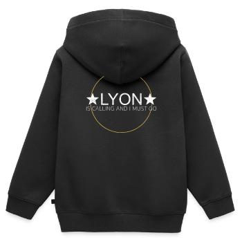 Lyon Spruch - Kinder Premium Organic Zip Hoodie - Schwarz - Hinten - AI Model Kid Male (0cm)