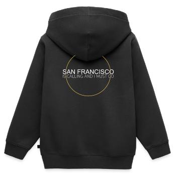 Citation de San Francisco - Sweat Premium à capuche zippé enfant bio - noir - Dos - AI Model Kid Male (0cm)