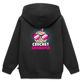 Stricken Grossmutter - Kinder Premium Organic Zip Hoodie - Schwarz - Hinten - AI Model Kid Male (0cm)