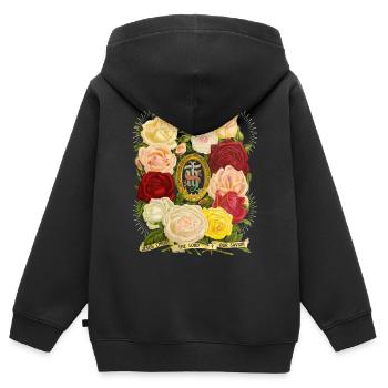 IHS Jesus Jesus Christus vintage-Rosenmotiv Spruch - Kinder Premium Organic Zip Hoodie - Schwarz - Hinten - AI Model Kid Male (0cm)