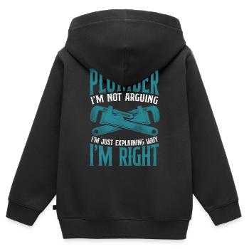 Plombier Plombier Plombier Vintage Plombier - Sweat Premium à capuche zippé enfant bio - noir - Dos - AI Model Kid Male (0cm)