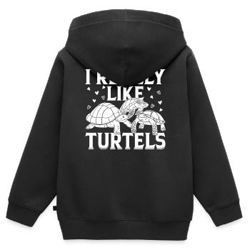 I Really Like Turtles - Sea Turtle Lover Cute Turt - Kinder Premium Organic Zip Hoodie - Schwarz - Hinten - AI Model Kid Male (0cm)