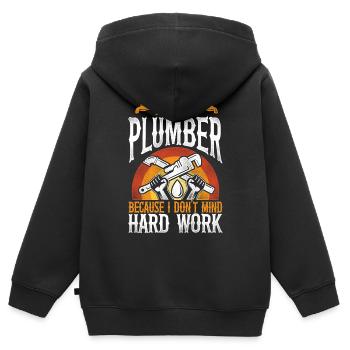 Plombier de plomberie vintage Je suis un - Sweat Premium à capuche zippé enfant bio - noir - Dos - AI Model Kid Male (0cm)