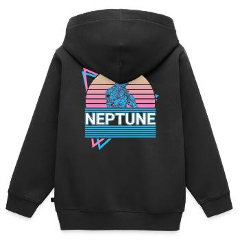 Neptune Dieu des Mers Mythologie romaine antique R - Sweat Premium à capuche zippé enfant bio - noir - Dos - AI Model Kid Male (0cm)