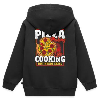 Conception de la fabrication de pizzas pour la prochaine Pizza Party - Sweat Premium à capuche zippé enfant bio - noir - Dos - AI Model Kid Male (0cm)