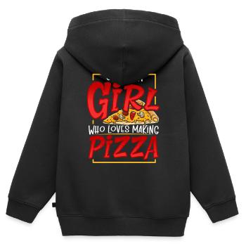 Conception de la fabrication de pizzas pour la prochaine Pizza Party - Sweat Premium à capuche zippé enfant bio - noir - Dos - AI Model Kid Male (0cm)