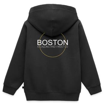 Dicton de Boston - Sweat Premium à capuche zippé enfant bio - noir - Dos - AI Model Kid Male (0cm)
