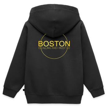 Dicton de Boston - Sweat Premium à capuche zippé enfant bio - noir - Dos - AI Model Kid Male (0cm)