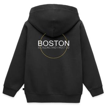 Dicton de Boston - Sweat Premium à capuche zippé enfant bio - noir - Dos - AI Model Kid Male (0cm)
